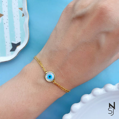 Round Evil Eye Bracelet | Personalised 925 Silver Jewellery for Kids | Niashine