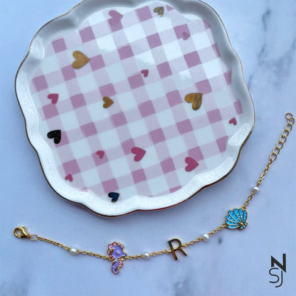 Custom Initial Sea World Bracelet | Personalised 925 Silver Jewellery for Kids | Niashine