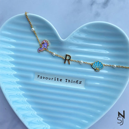 Custom Initial Sea World Bracelet | Personalised 925 Silver Jewellery for Kids | Niashine