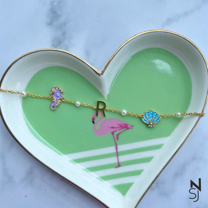 Custom Initial Sea World Bracelet | Personalised 925 Silver Jewellery for Kids | Niashine