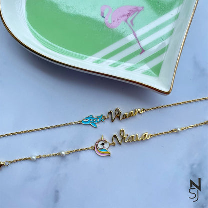 Custom Name Neckchain & Bracelet Set | Personalised 925 Silver Jewellery for Kids | Niashine