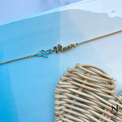 Custom name with Aeroplane Bracelet | Personalised 925 Silver Jewellery for Kids | Niashine
