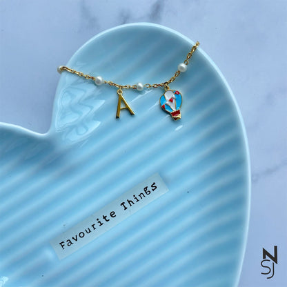 Custom Initial Hot Air Balloon Bracelet | Personalised 925 Silver Jewellery for Kids | Niashine