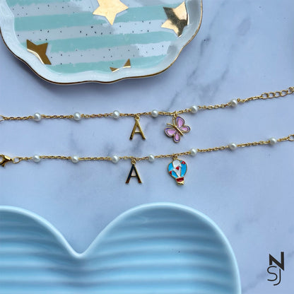 Custom Initial Butterfly Bracelet | Personalised 925 Silver Jewellery for Kids | Niashine