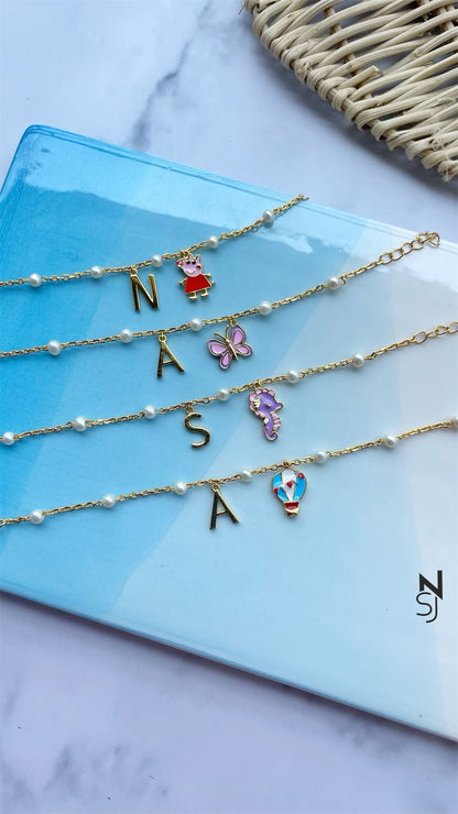 Custom Initial Butterfly Bracelet | Personalised 925 Silver Jewellery for Kids | Niashine