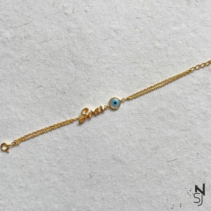 Custom Name Evil Eye Bracelet | Personalised 925 Silver Jewellery for Kids | Niashine