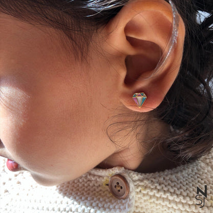 Diamond Studs | Personalised 925 Silver Jewellery for Kids | Niashine