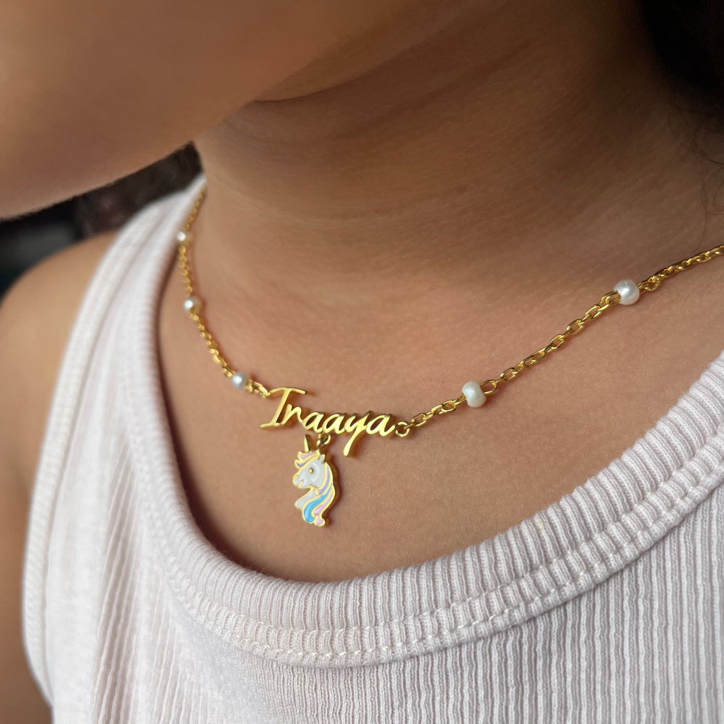 Custom Name Neckchain with a Unicorn Hanging