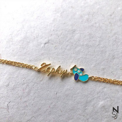 Custom name with Aeroplane Bracelet | Personalised 925 Silver Jewellery for Kids | Niashine