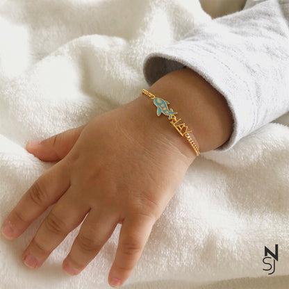Custom name with Aeroplane Bracelet | Personalised 925 Silver Jewellery for Kids | Niashine