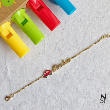 Custom Name Car Bracelet | Personalised 925 Silver Jewellery for Kids | Niashine