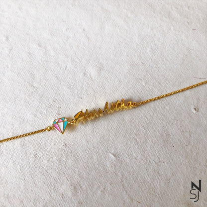 Custom Name Diamond Bracelet | Personalised 925 Silver Jewellery for Kids | Niashine