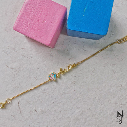 Custom Name Diamond Bracelet | Personalised 925 Silver Jewellery for Kids | Niashine