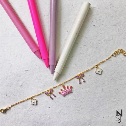 Princess Charm Bracelet | Personalised 925 Silver Jewellery for Kids | Niashine