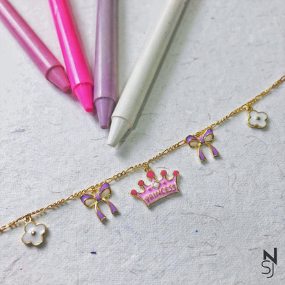 Princess Charm Bracelet | Personalised 925 Silver Jewellery for Kids | Niashine