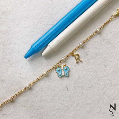 Butterfly & Custom Initial Bracelet | Personalised 925 Silver Jewellery for Kids | Niashine