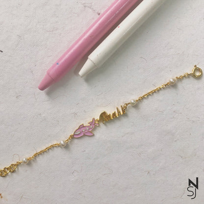 Custom Name and Aeroplane bracelet | Personalised 925 Silver Jewellery for Kids | Niashine