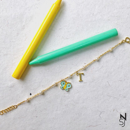 Butterfly & Custom Initial Bracelet | Personalised 925 Silver Jewellery for Kids | Niashine