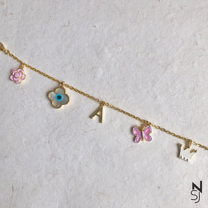 Sassy Little Girl Charm Bracelet | Personalised 925 Silver Jewellery for Kids | Niashine