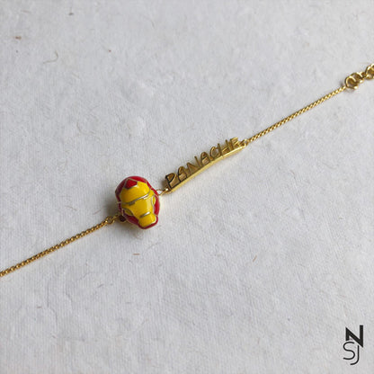 Custom Name Iron-man Bracelet | Personalised 925 Silver Jewellery for Kids | Niashine