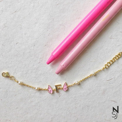 Angel Wing Initial Bracelet | Personalised 925 Silver Jewellery for Kids | Niashine