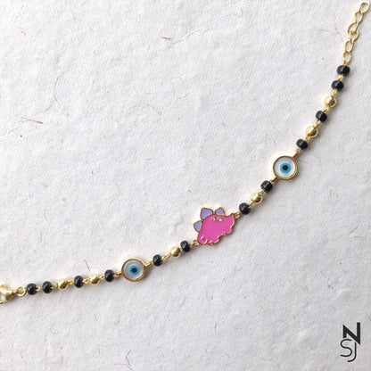 Pink Dinosaur Nazariya | Personalised 925 Silver Jewellery for Kids | Niashine