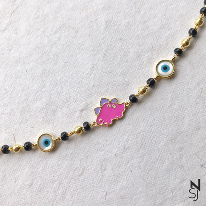 Pink Dinosaur Nazariya | Personalised 925 Silver Jewellery for Kids | Niashine