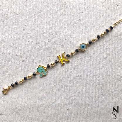 Dinosaur, Evil Eye & Initial Nazariya | Personalised 925 Silver Jewellery for Kids | Niashine