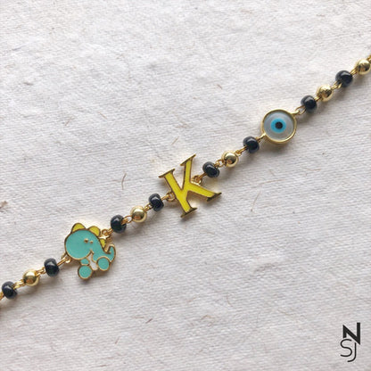 Dinosaur, Evil Eye & Initial Nazariya | Personalised 925 Silver Jewellery for Kids | Niashine