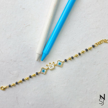 Crown & Clover Evil Eye Nazariya | Personalised 925 Silver Jewellery for Kids | Niashine