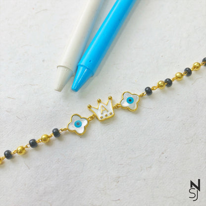 Crown & Clover Evil Eye Nazariya | Personalised 925 Silver Jewellery for Kids | Niashine