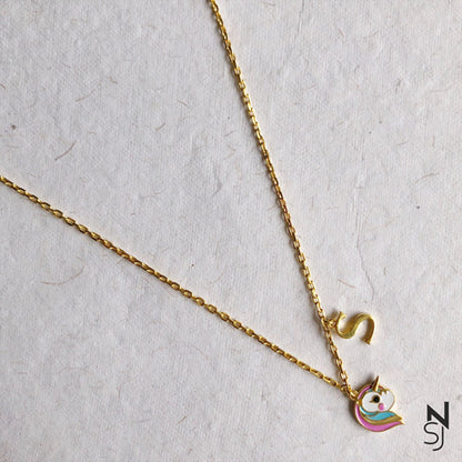 Unicorn with Custom Initial Neckchain | Personalised 925 Silver Jewellery for Kids | Niashine