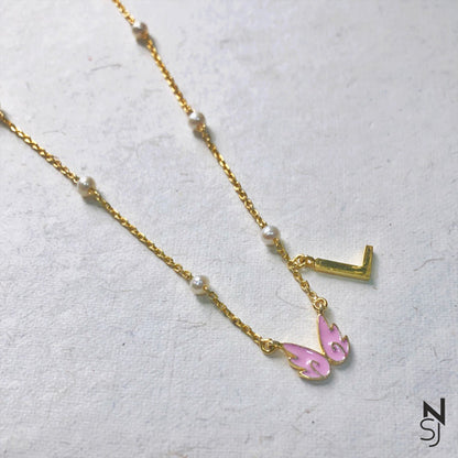 Angel wings with Hanging Custom Initial Neckchain | Personalised 925 Silver Jewellery for Kids | Niashine