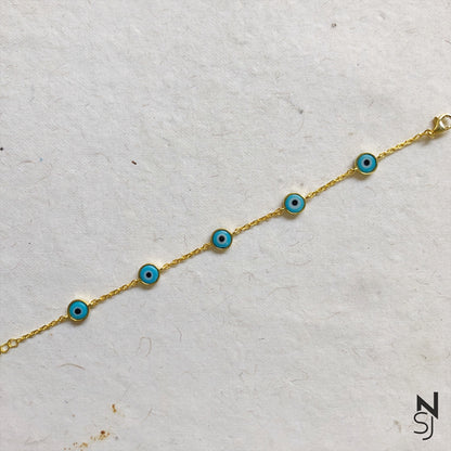 Blue Evil Eye Bracelet | Personalised 925 Silver Jewellery for Kids | Niashine