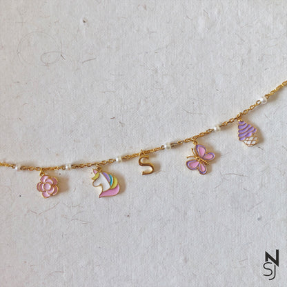 Charm Bracelet with Custom Initial | Personalised 925 Silver Jewellery for Kids | Niashine