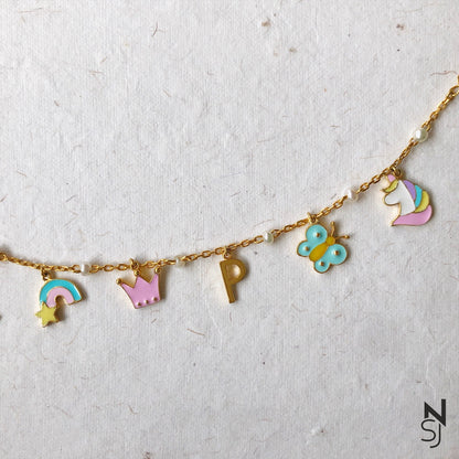 Charm Bracelet with Custom Initial | Personalised 925 Silver Jewellery for Kids | Niashine