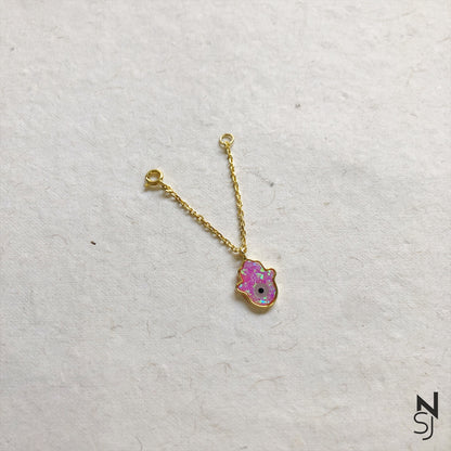 Pink Hamsa Watch Charm | Personalised 925 Silver Jewellery for Kids | Niashine