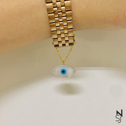 Studded Evil Eye Watch Charm | Personalised 925 Silver Jewellery for Kids | Niashine