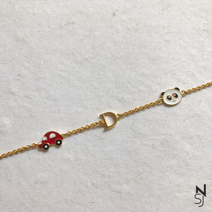 Custom Initial Charm Bracelet | Personalised 925 Silver Jewellery for Kids | Niashine