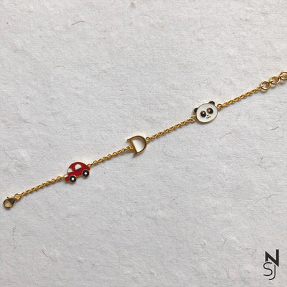 Custom Initial Charm Bracelet | Personalised 925 Silver Jewellery for Kids | Niashine