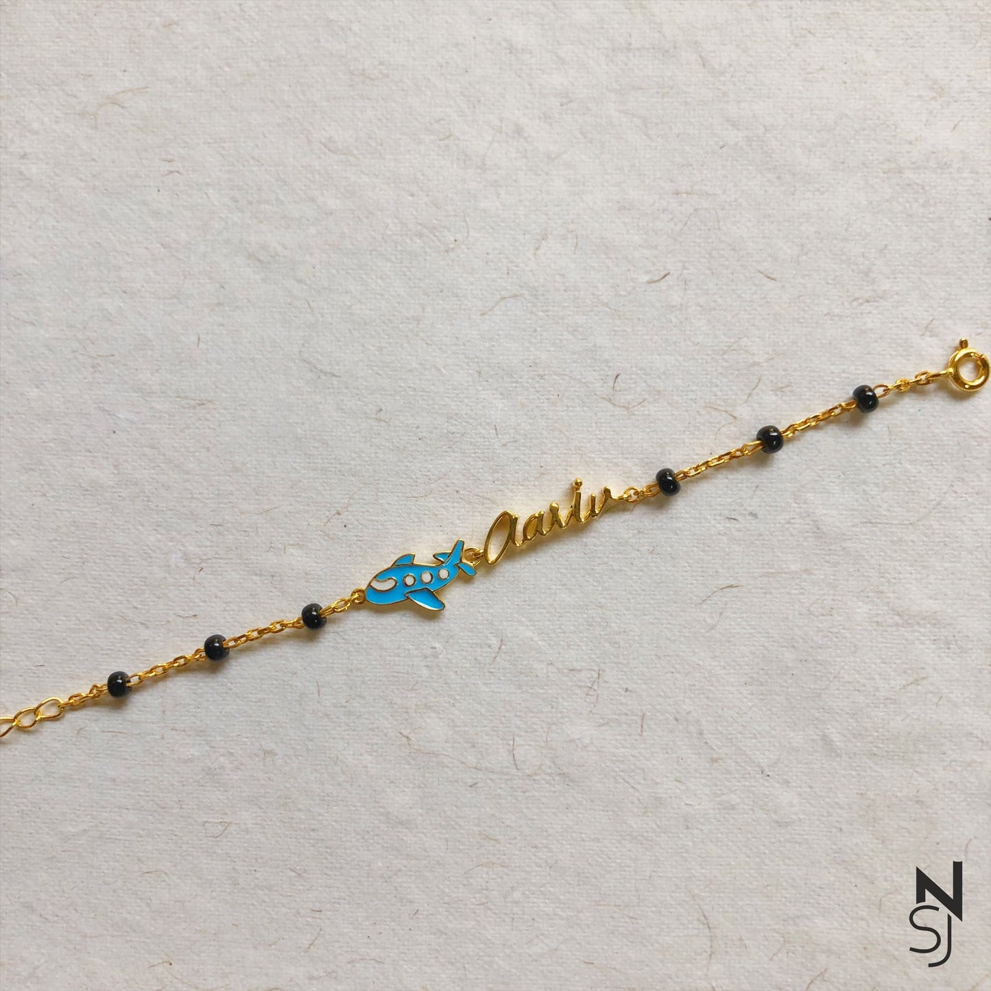 Custom Name Aeroplane Bracelet