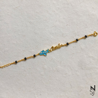 Custom Name Aeroplane Bracelet | Personalised 925 Silver Jewellery for Kids | Niashine