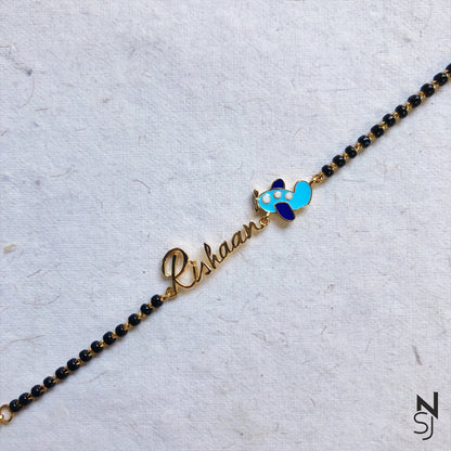 Custom Name & Aeroplane Nazariya | Personalised 925 Silver Jewellery for Kids | Niashine