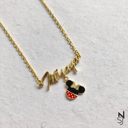 Custom Name Minnie Neckchain | Personalised 925 Silver Jewellery for Kids | Niashine