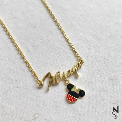 Custom Name Minnie Neckchain | Personalised 925 Silver Jewellery for Kids | Niashine