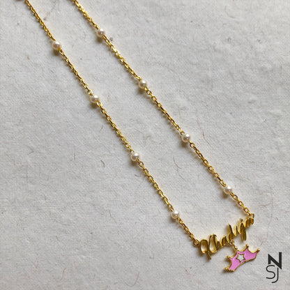 Custom Name Neckchain with a Tiara | Personalised 925 Silver Jewellery for Kids | Niashine