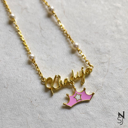 Custom Name Neckchain with a Tiara | Personalised 925 Silver Jewellery for Kids | Niashine
