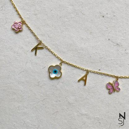 Custom Initial Charm Bracelet | Personalised 925 Silver Jewellery for Kids | Niashine