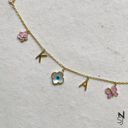 Custom Initial Charm Bracelet | Personalised 925 Silver Jewellery for Kids | Niashine