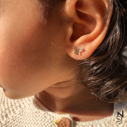 Diamond-Studded Butterfly Studs | Personalised 925 Silver Jewellery for Kids | Niashine
